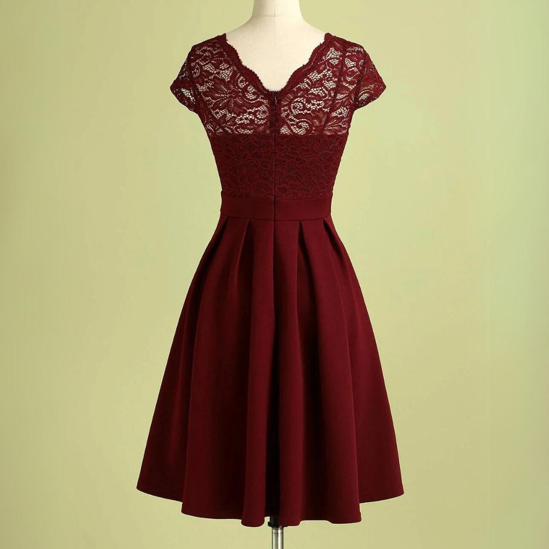 Kylie Vintage Bordeaux Rote Spitzenkleid