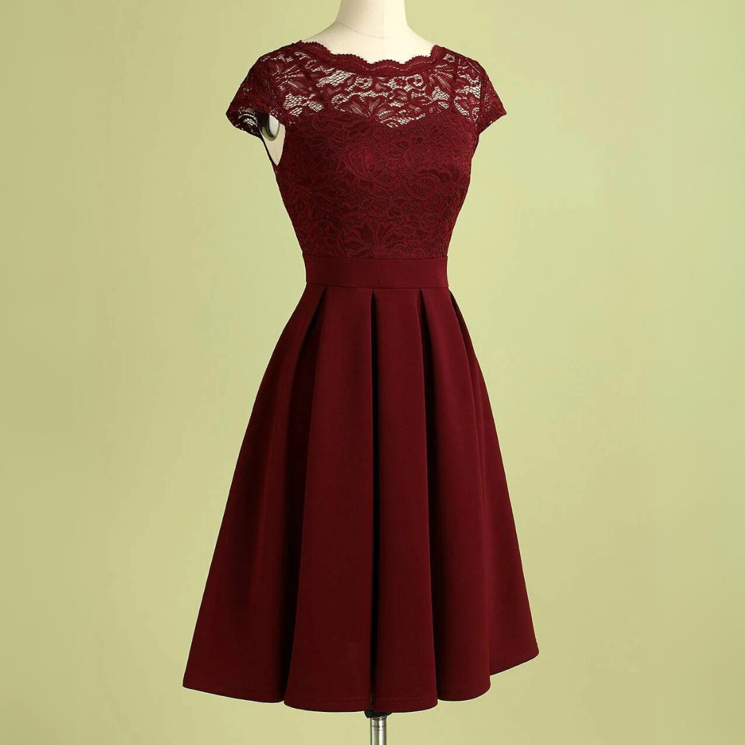 Kylie Vintage Bordeaux Rote Spitzenkleid