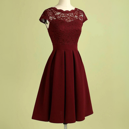 Kylie Vintage Bordeaux Rote Spitzenkleid