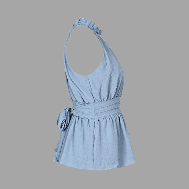 Neckholder besticktes Schößchen-Top für Sommer 2025 - Livia