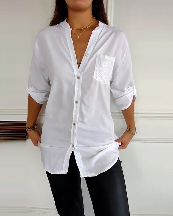 Damen Festliche Button Down Hemd | Langarm