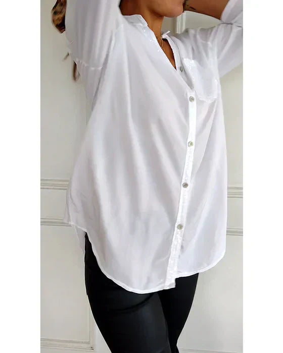 Damen Festliche Button Down Hemd | Langarm