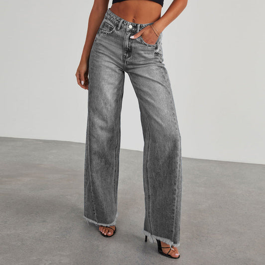 Gemma High-Waist-Jeans mit weitem Bein