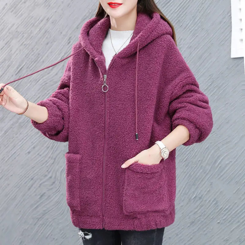 WW | Lässige Herbst Fleece Weste mit Kapuze für Frauen