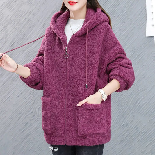 WW | Lässige Herbst Fleece Weste mit Kapuze für Frauen