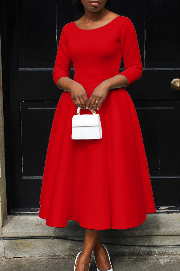 Madanela - Elegantes Swing-Kleid mit 3/4-Ärmeln für Damen für besondere Anlässe