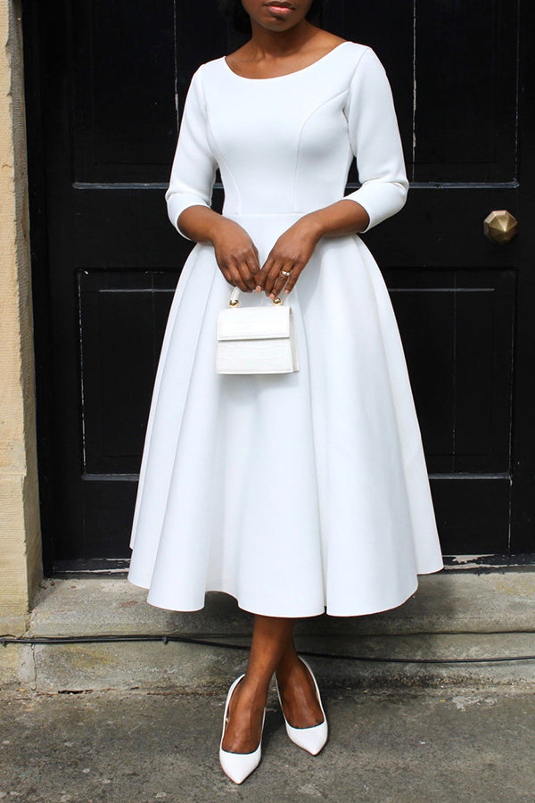 Madanela - Elegantes Swing-Kleid mit 3/4-Ärmeln für Damen für besondere Anlässe