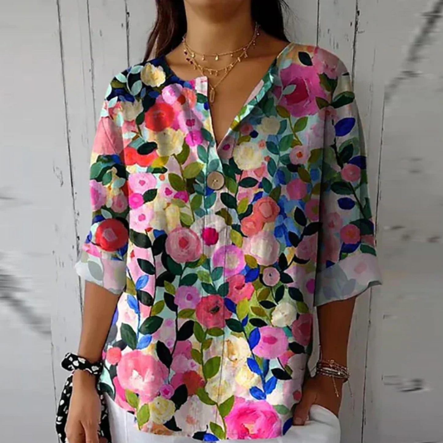 Florale Damen Bluse Langarm