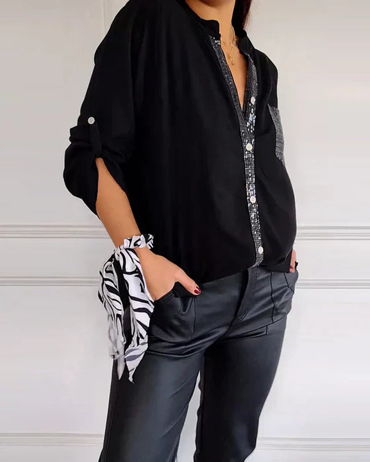 Damen Festliche Button Down Hemd | Langarm