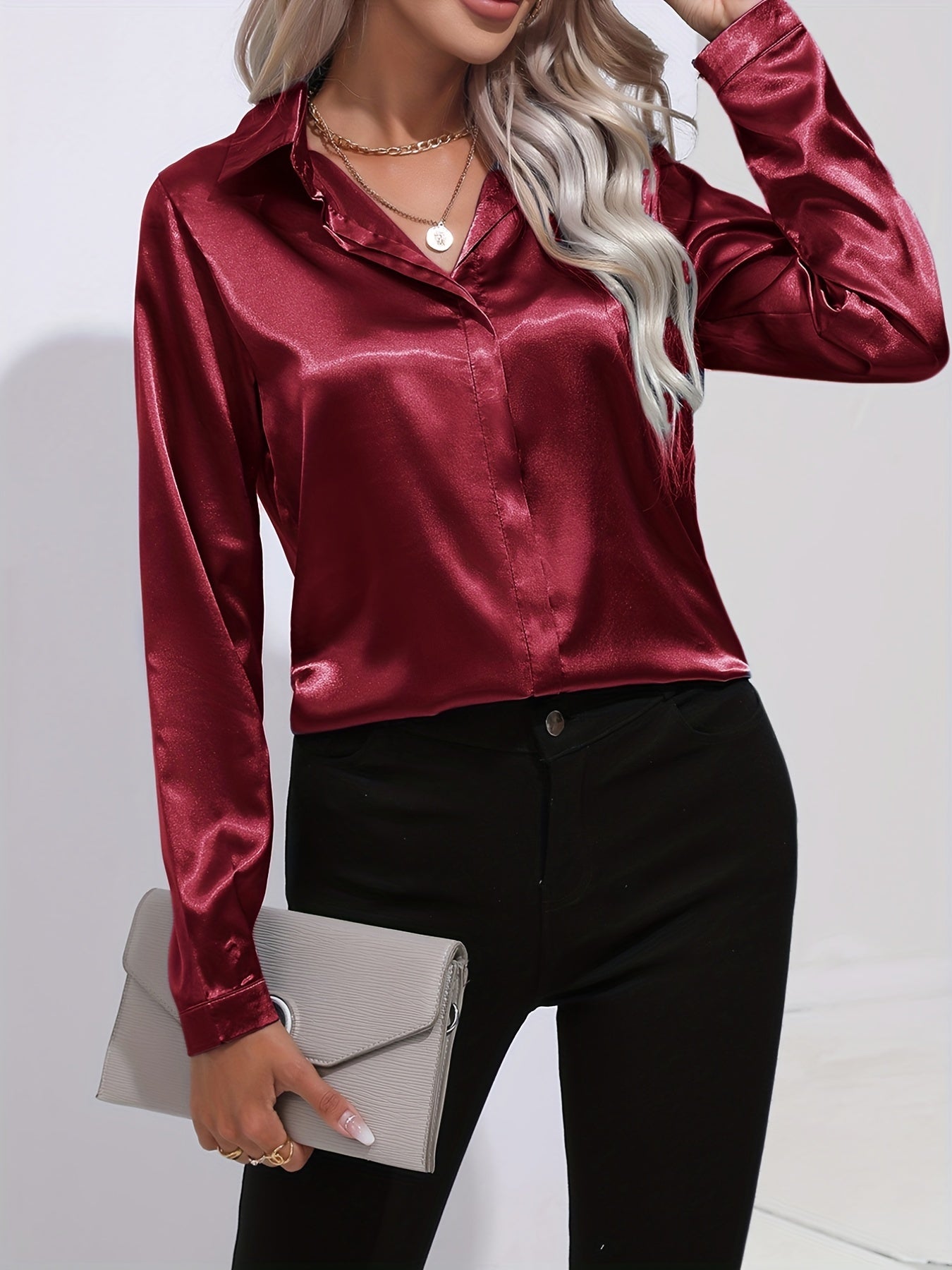 Melitta | Damen Elegante Satinbluse