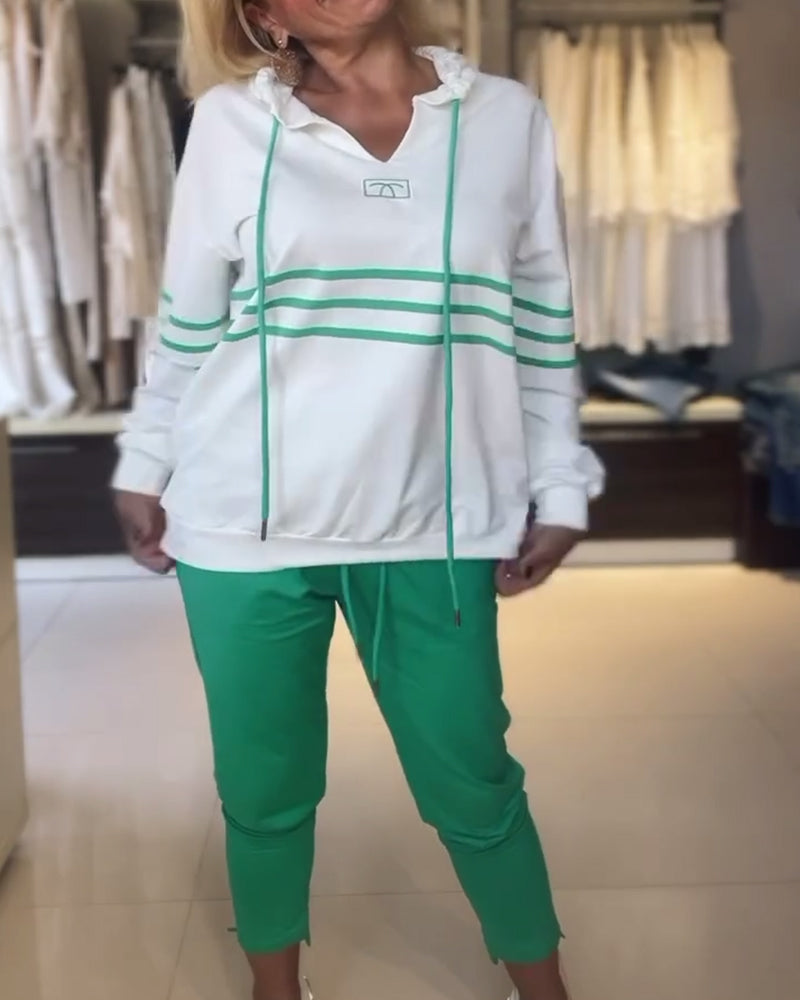 WW | Set aus gestreifter Hose und Kapuzenjacke