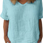 Jacqueline | Damen Weiß V-Ausschnitt Leinen Bluse