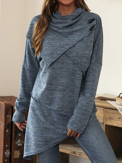 Asymmetrisches Sommer-Shirt mit Wasserfallkragen - Liora
