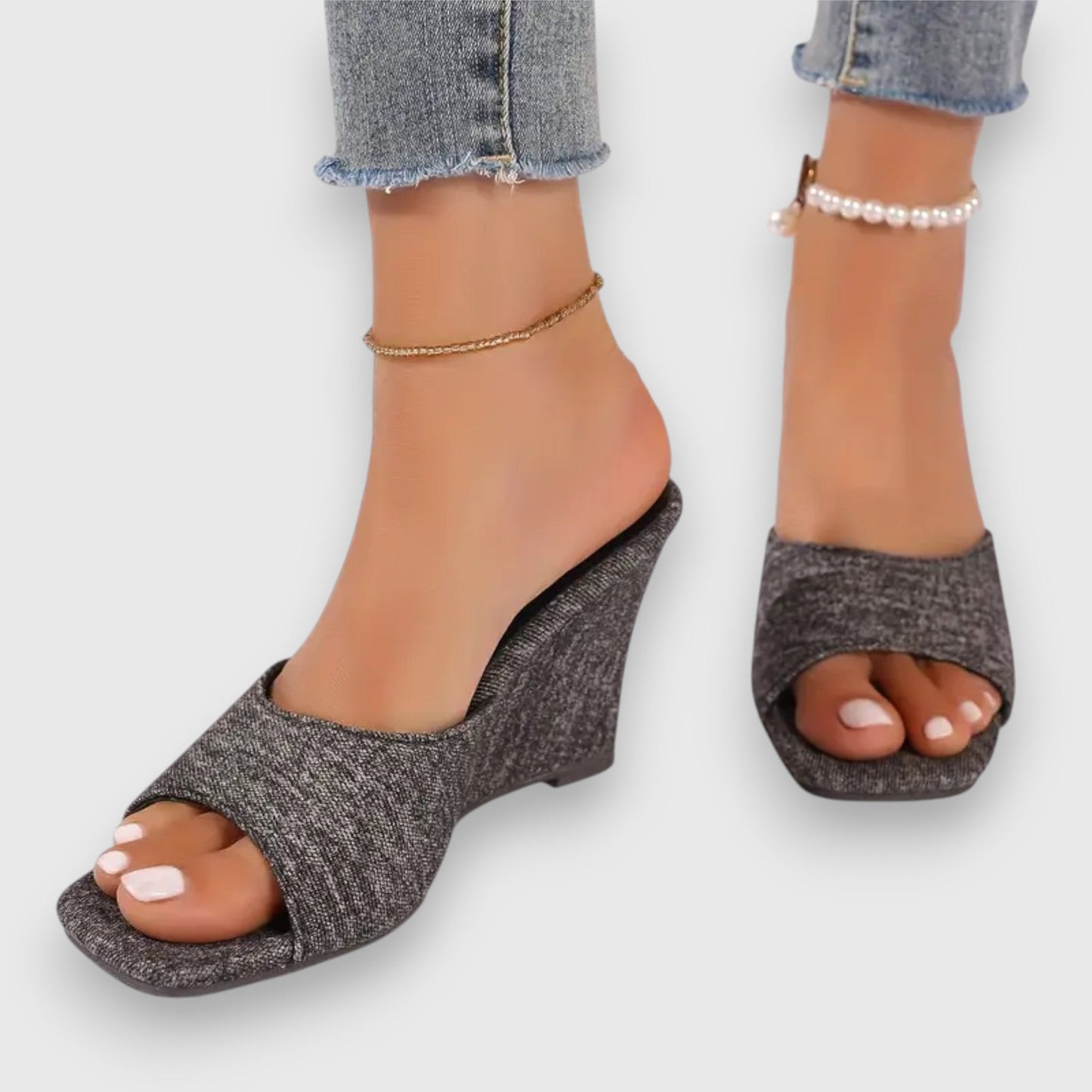 Lilia – Jeans Keilabsatz Sandalen