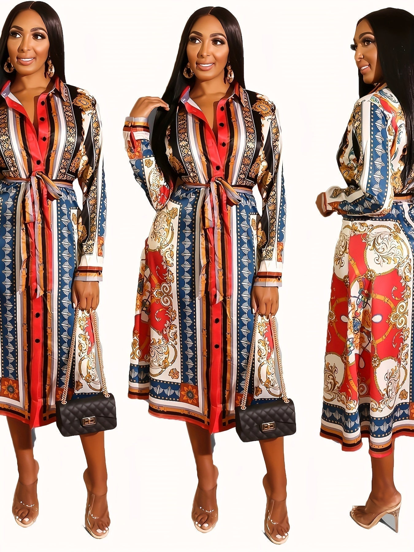 Langärmeliges Hemdblusenkleid für Frauen - Marigold