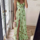 Damen ärmelloses Maxikleid mit Blumenmuster und Schlitz für den Sommer
