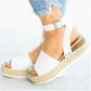 Damen Plateau-Espadrille Sandalen mit Keilabsatz & Riemchen – Livia