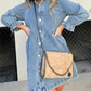 Denim Midi-Kleid für Frauen mit schickem Umlegekragen - Zorelyae