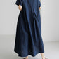 Julie | Damen Einfarbiges Leinenkleid Kleid
