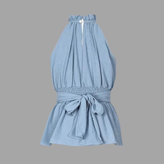 Neckholder besticktes Schößchen-Top für Sommer 2025 - Livia