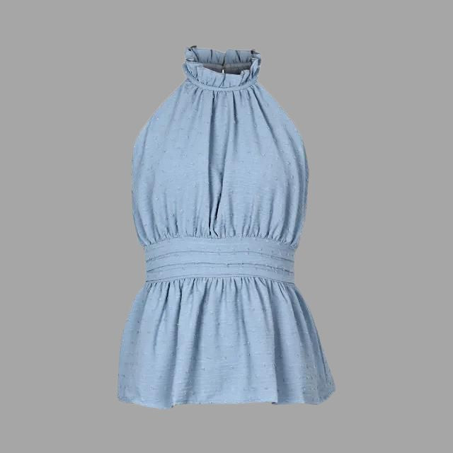 Neckholder besticktes Schößchen-Top für Sommer 2025 - Livia