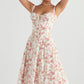 Zipporas - Tailliertes Bustier-Kleid mit modernem Frühlingsblumen-Print für 2025