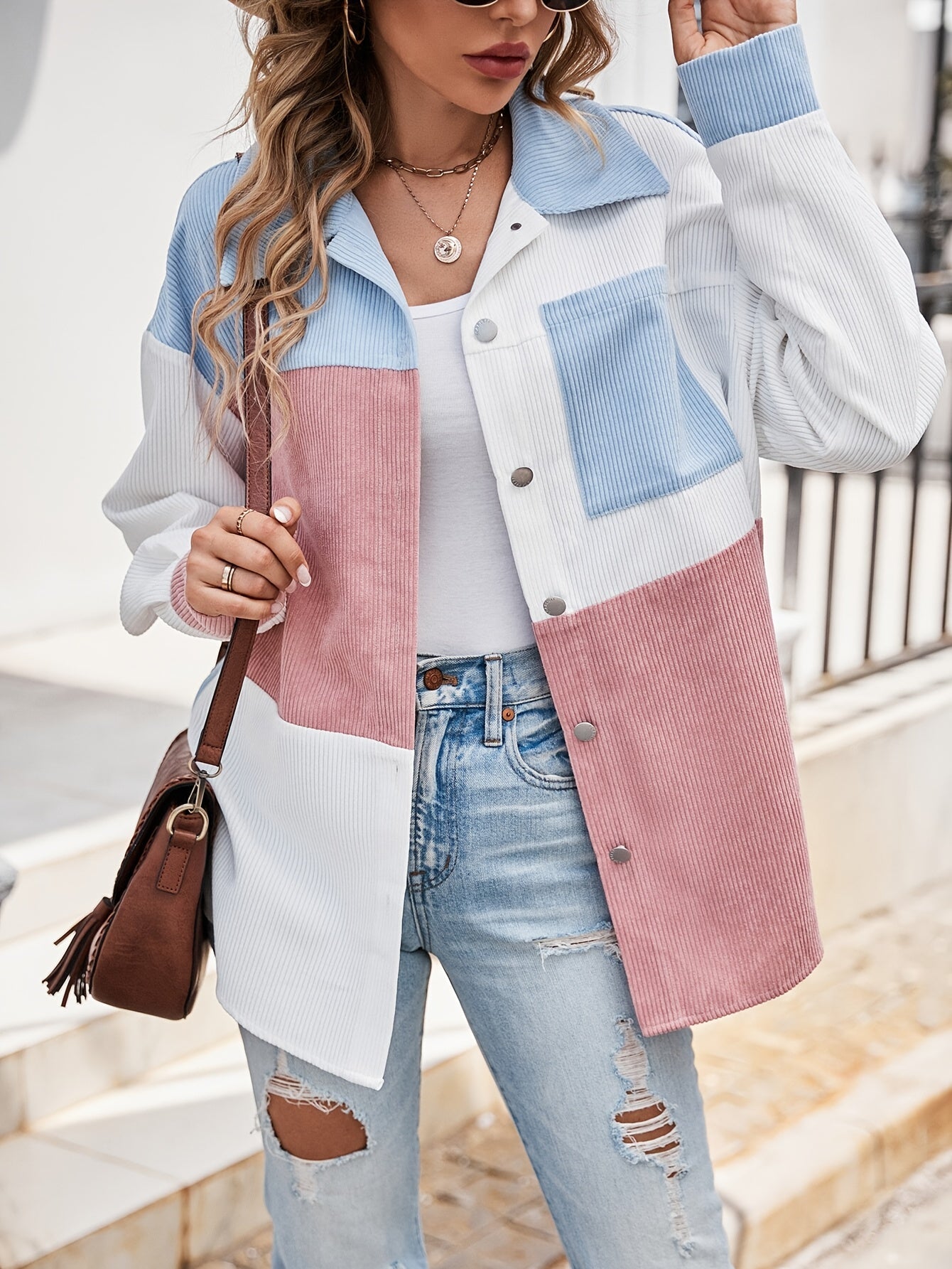 Bluse mit Knopfleiste in Frühlingsfarben – Lina