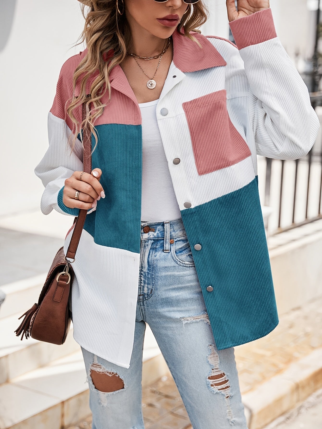 Bluse mit Knopfleiste in Frühlingsfarben – Lina