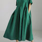 Julie | Damen Einfarbiges Leinenkleid Kleid