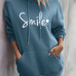 WW | gemütlicher Smile Print Hoodie mit Kordelzug für Frauen