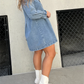 Denim Midi-Kleid für Frauen mit schickem Umlegekragen - Zorelyae
