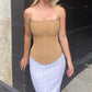 Trendy Damen Corsage Crop Top mit Figurformung & Mesh-Design – Celina