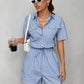 Trendiger Damen Jumpsuit mit kurzen Ärmeln für den Sommer - StreifenFrisch