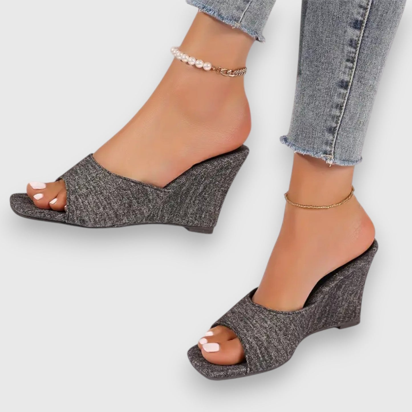 Lilia – Jeans Keilabsatz Sandalen