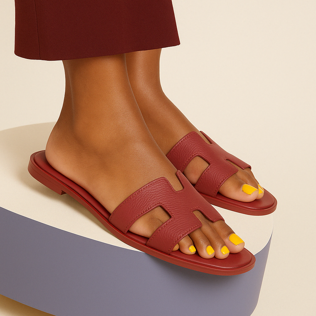 Damen Flache Sandalen : Elegante Sommerschuhe, Bequeme Slipper mit Cut-Out Design für Alltag & Urlaub