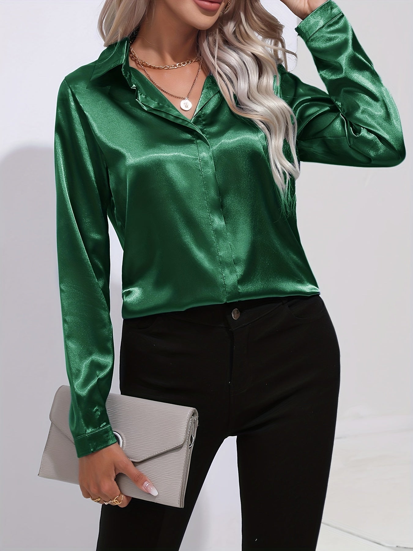 Melitta | Damen Elegante Satinbluse