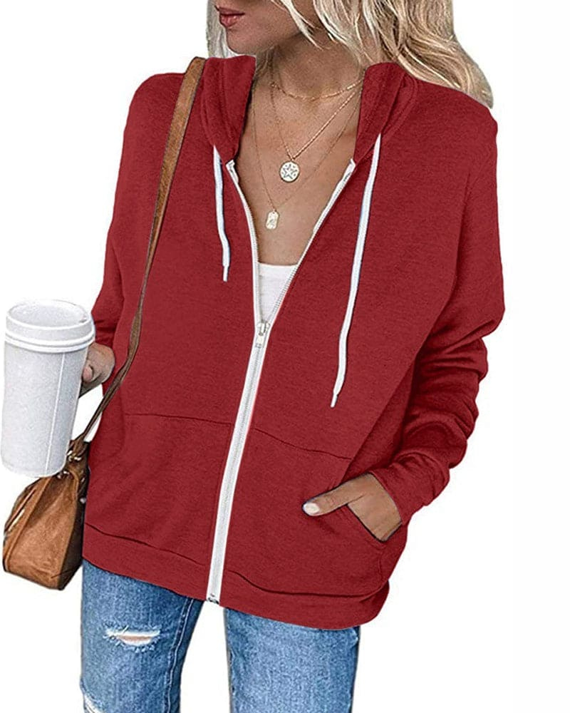 WW | Damen Schwarzer Zip-Kapuzenpulli