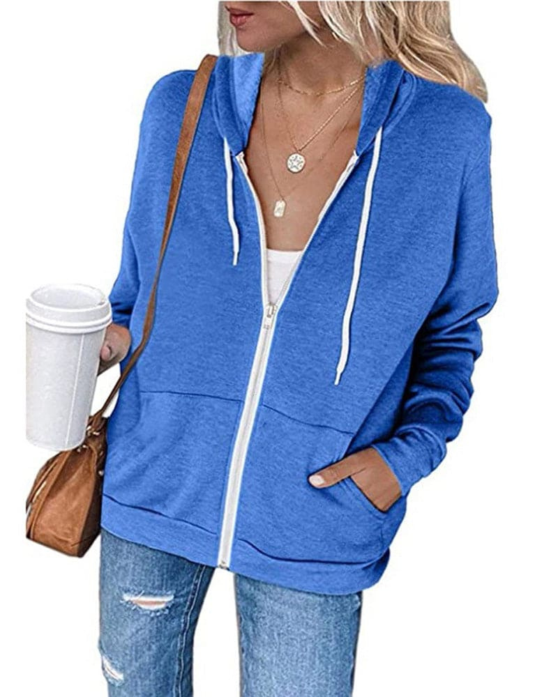 WW | Damen Schwarzer Zip-Kapuzenpulli