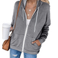 WW | Damen Schwarzer Zip-Kapuzenpulli