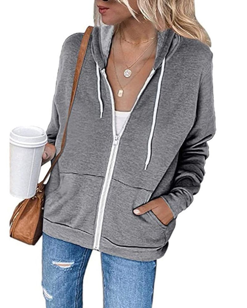 WW | Damen Schwarzer Zip-Kapuzenpulli