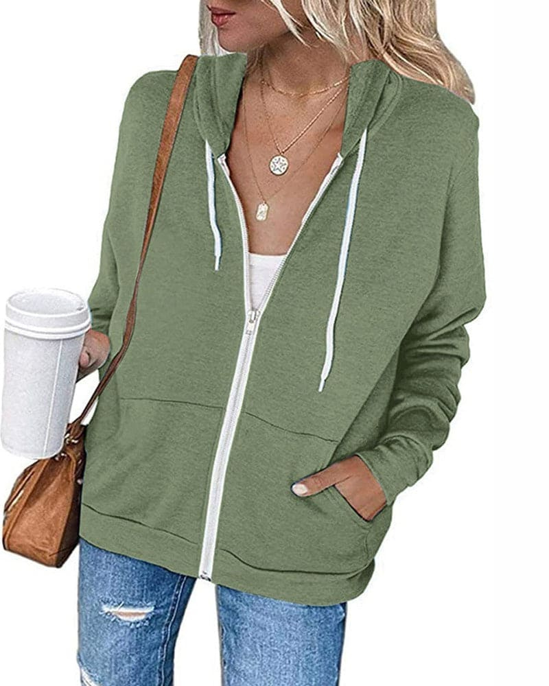 WW | Damen Schwarzer Zip-Kapuzenpulli