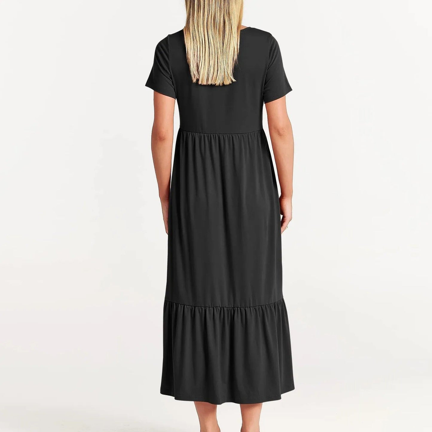 Weiches Kleid Mit Rundhalsausschnitt Für Damen | Midi