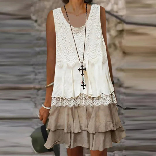 Ärmelloses Sommerkleid mit Spitzenbesatz - Zara