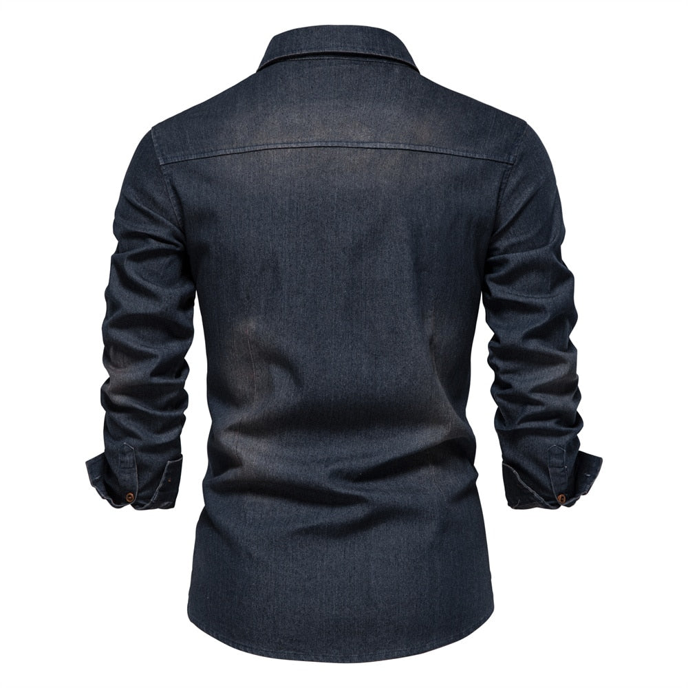 Elastisches Baumwoll-Denim-Hemd für Frühling 2025 - Logan