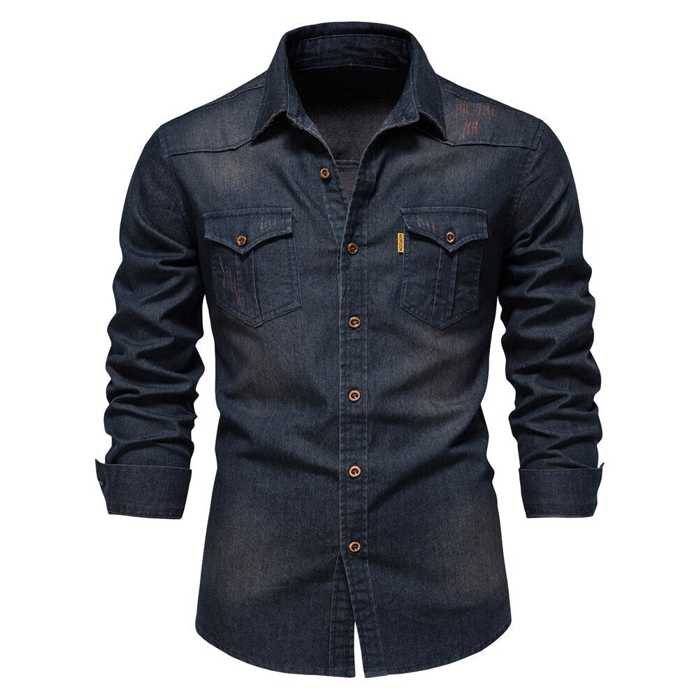 Elastisches Baumwoll-Denim-Hemd für Frühling 2025 - Logan