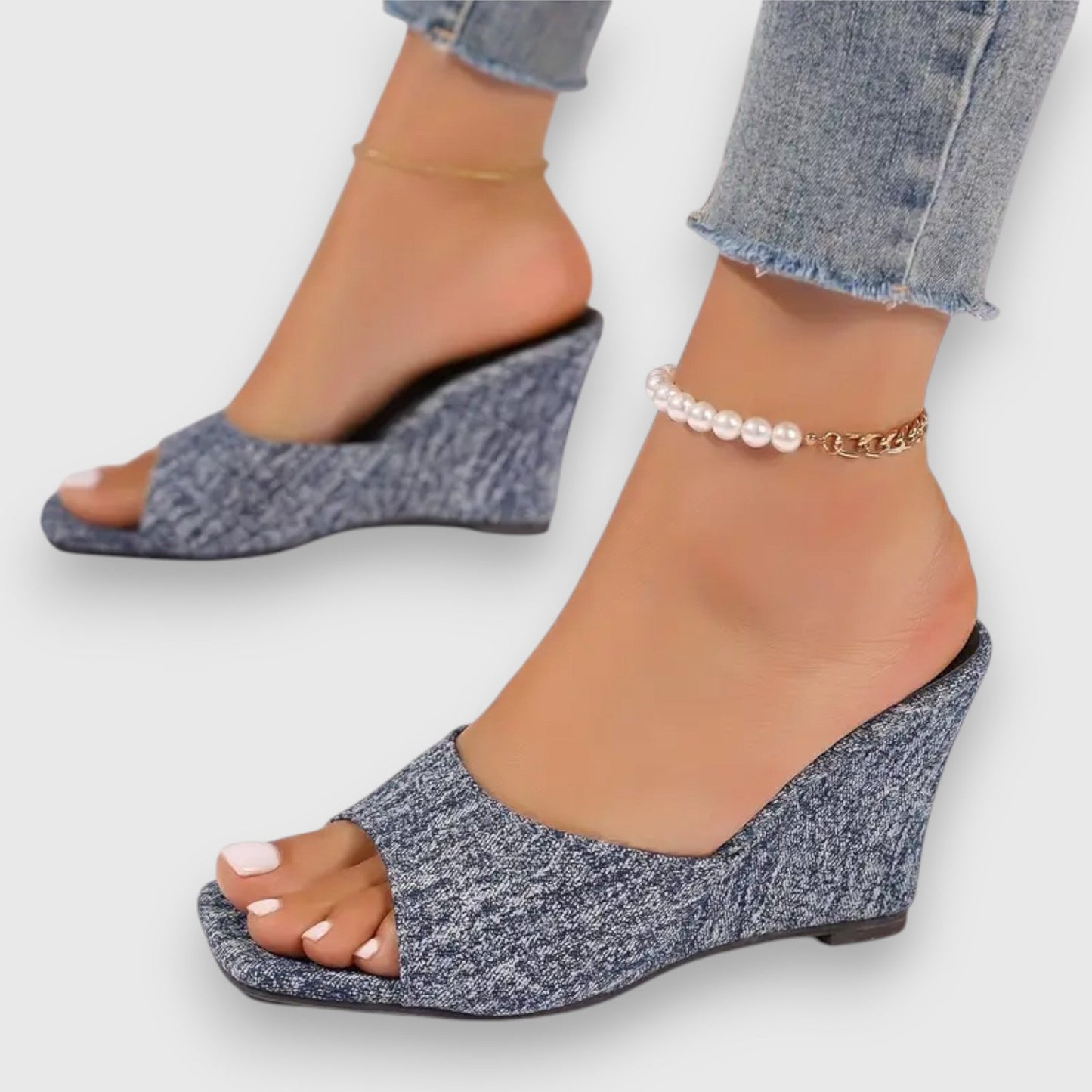 Lilia – Jeans Keilabsatz Sandalen