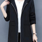 WW | Kapuzenmantel für Damen - schwarze Freizeitjacke