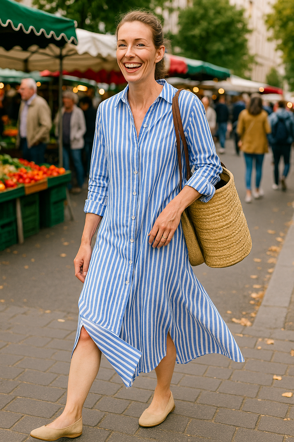 Solveig - Damen Hemdblusenkleid gestreift