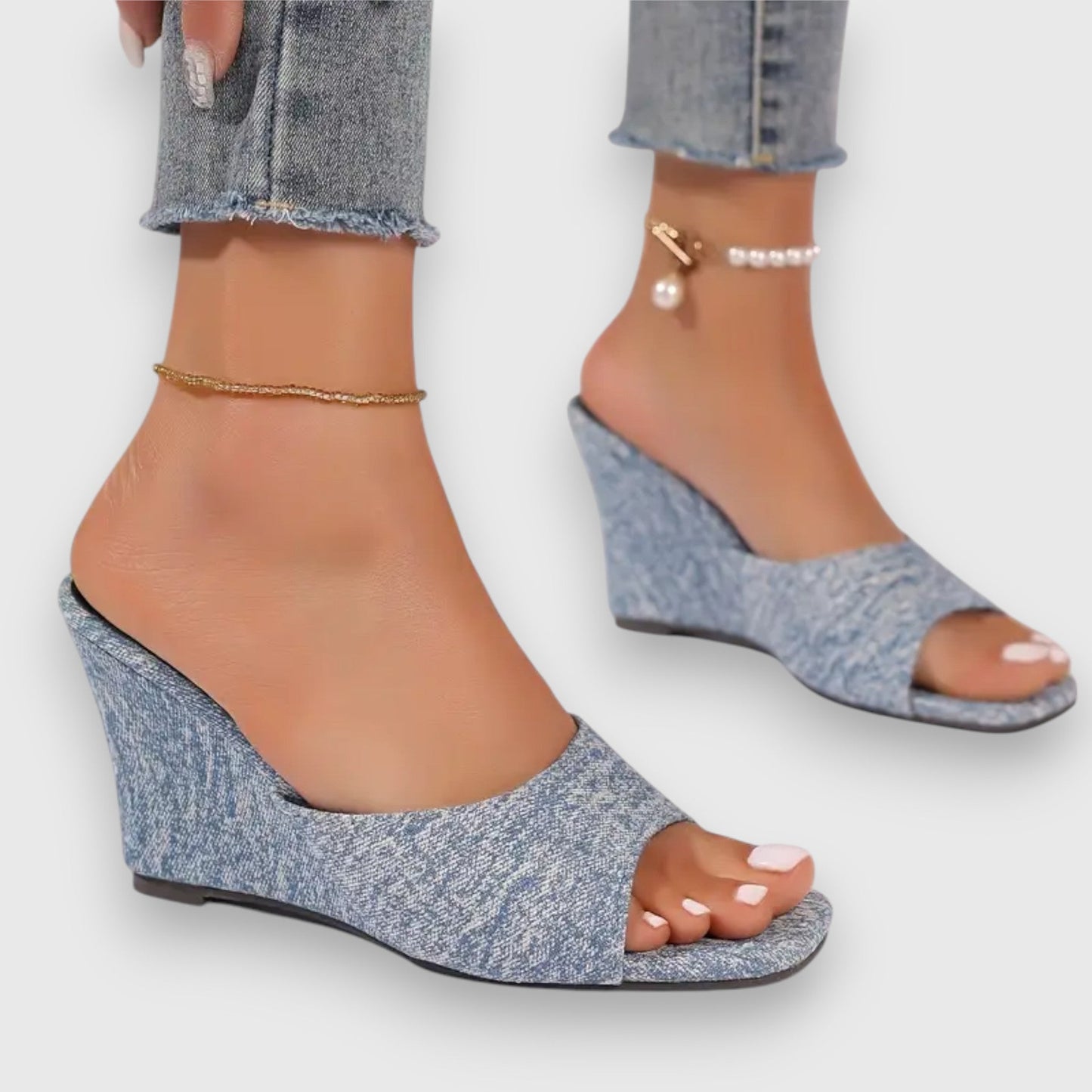 Lilia – Jeans Keilabsatz Sandalen