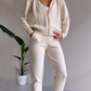 WW | teilige gestrickte Lounge-Set - trendiger Hoodie und Jogginganzug für Damen